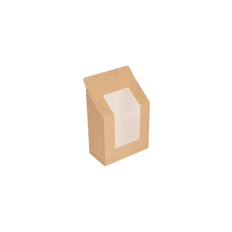 BOÎTES TORTILLA-WRAP AVEC FENÊTRE THEPACK  9,2x5,1x9,2/12,5 CM NATUREL CARTON NANO-MICRO + OPP (600 UNITÉ)